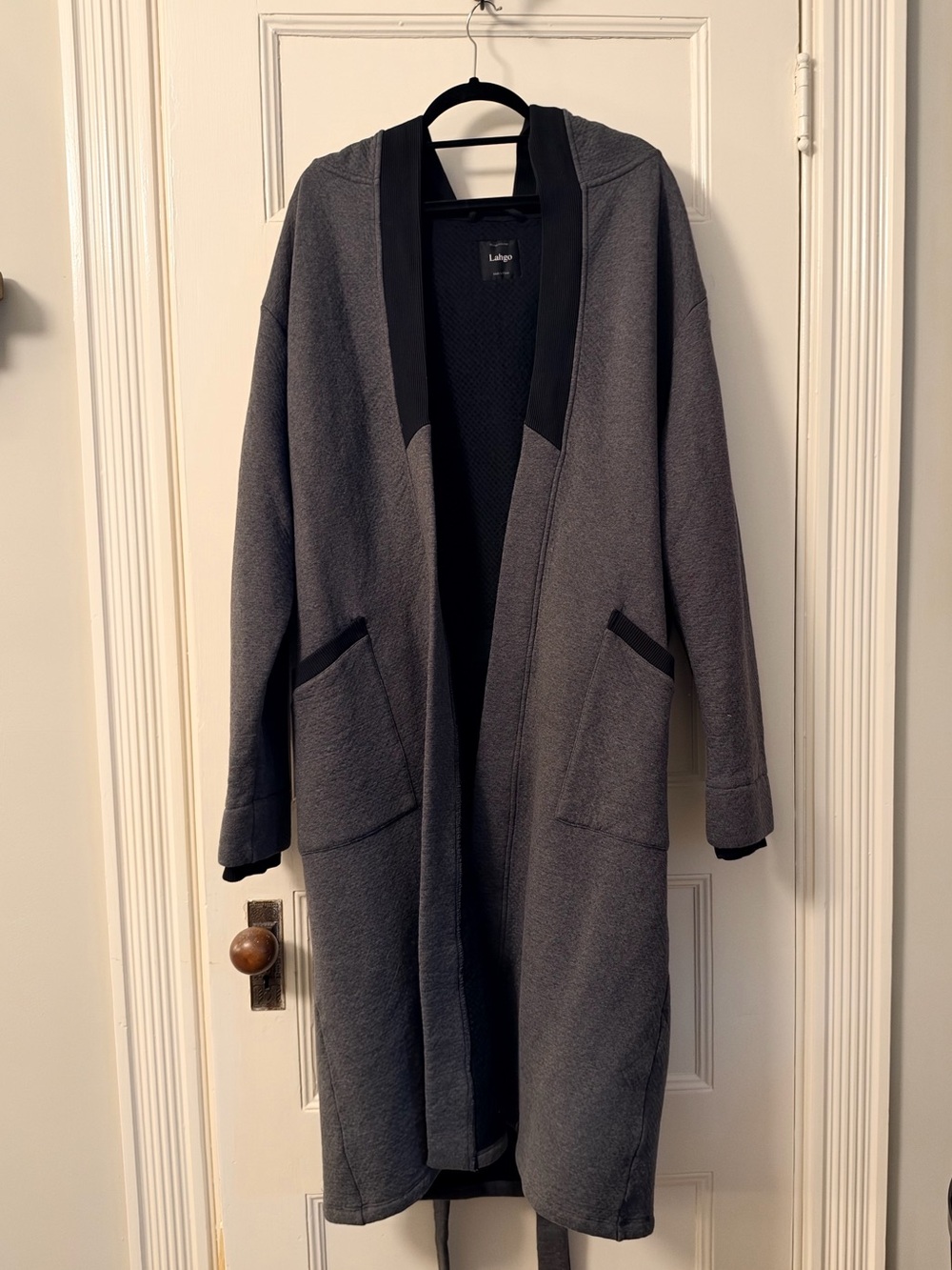 Lunya Lagho Men’s Restore Pima Heavyweight Robe Grey Black XL/XXL